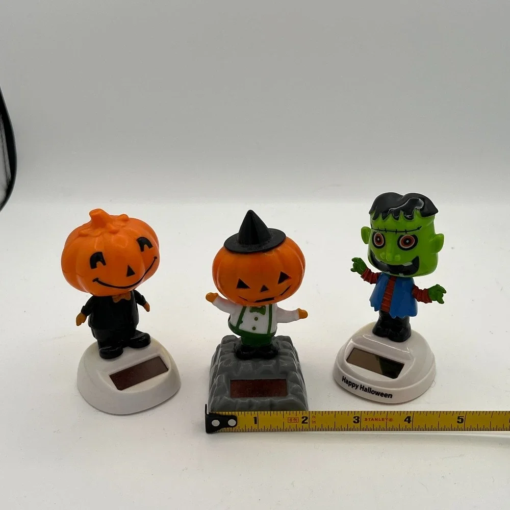 Halloween Lot Of 3 Solar Wigglers Dancing Pumpkin, Frankenstein, Jack O‎ Lantern
